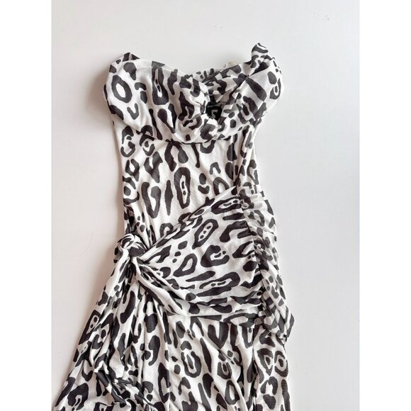 AFRM Rosalie Stark Leopard Mesh Strapless Gathered Maxi Dress, Size S - Picture 5 of 14